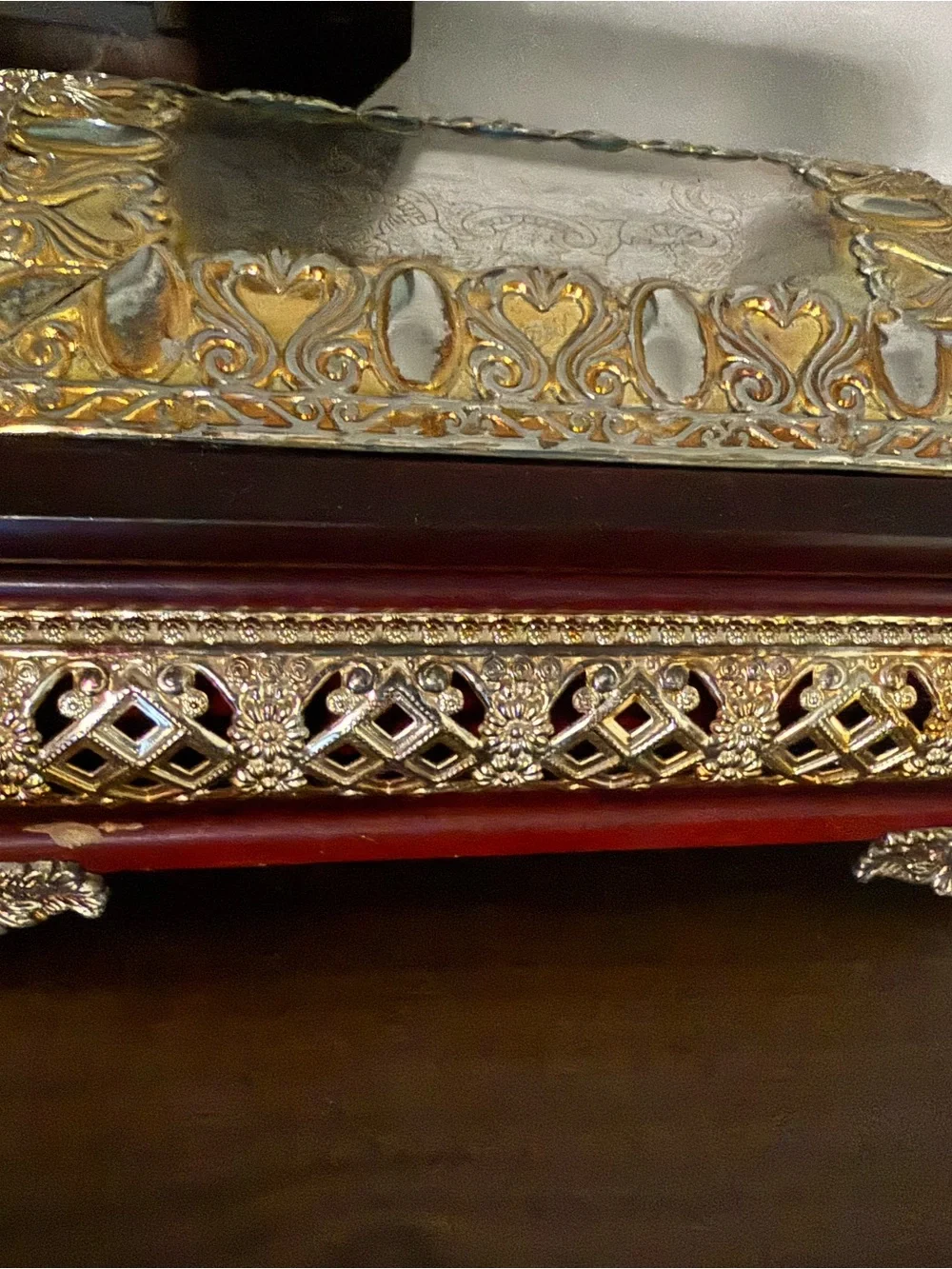 Ornate Gold and Mahogany Decorative Jewelry Box - Home Accents